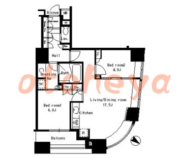 楽器ピアノ可相談 の 賃貸物件 2LDK 31.8万円の図面１