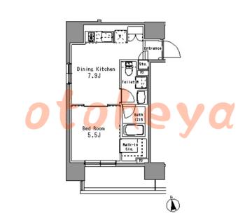 楽器ピアノ可相談 の 賃貸物件 1DK 14.4万円の図面１