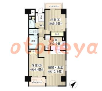 楽器ピアノ可相談 の 賃貸物件 2LDK 13.2万円の図面１