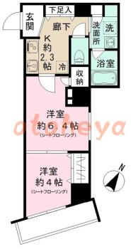 楽器ピアノ可相談 の 賃貸物件 2K 15.9万円の図面１