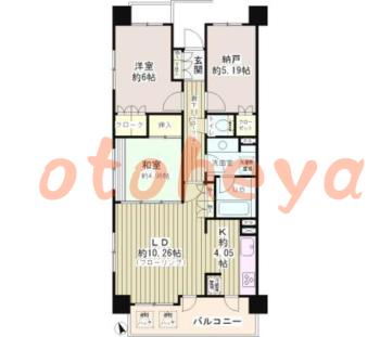 楽器ピアノ可相談 の 賃貸物件 2SLDK 17.8万円の図面１