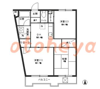 楽器ピアノ可相談 の 賃貸物件 3DK 12万円の図面１