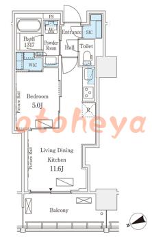 楽器ピアノ可相談 の 賃貸物件 1LDK 23.7万円の図面1