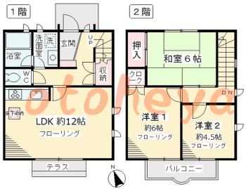 楽器ピアノ可相談 の 賃貸物件 3LDK 8.9万円の図面１