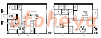 楽器ピアノ可相談 の 賃貸物件 3LDK 19.8万円の図面１