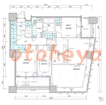 楽器ピアノ可相談 の 賃貸物件 3LDK 72万円の図面１