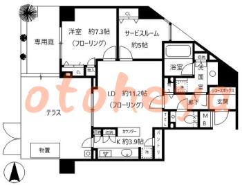 楽器ピアノ可相談 の 賃貸物件 1SLDK 33万円の図面１