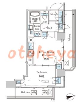 楽器ピアノ可相談 の 賃貸物件 1LDK 22.5万円の図面１