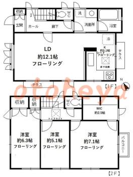 楽器ピアノ可相談 の 賃貸物件 3LDK 23.5万円の図面１