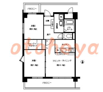 楽器ピアノ可相談 の 賃貸物件 2LDK 19.9万円の図面１