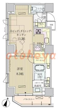 楽器ピアノ可相談 の 賃貸物件 1LDK 32万円の図面１