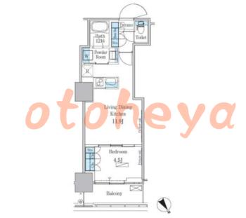 楽器ピアノ可相談 の 賃貸物件 1LDK 16.8万円の図面１