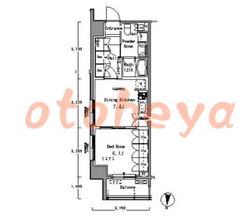 楽器ピアノ可相談 の 賃貸物件 1DK 15.1万円の図面１