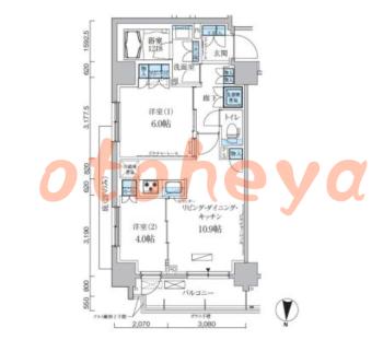 楽器ピアノ可相談 の 賃貸物件 2LDK 21.5万円の図面１