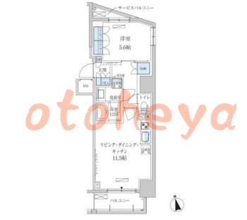 楽器ピアノ可相談 の 賃貸物件 1LDK 18.8万円の図面１
