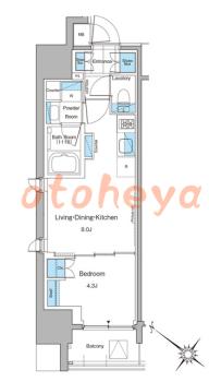 楽器ピアノ可相談 の 賃貸物件 1LDK 15.8万円の図面１