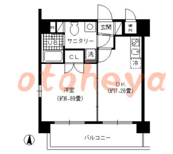 楽器ピアノ可相談 の 賃貸物件 1DK 11.8万円の図面１