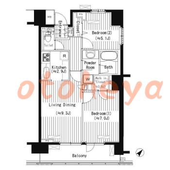 楽器ピアノ可相談 の 賃貸物件 2LDK 22.4万円の図面１