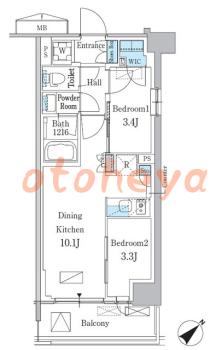 楽器ピアノ可相談 の 賃貸物件 2LDK 19万円の図面１