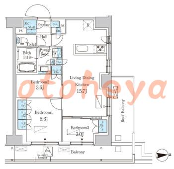 楽器ピアノ可相談 の 賃貸物件 3LDK 32.3万円の図面１
