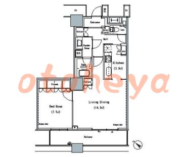 楽器ピアノ可相談 の 賃貸物件 1LDK 24.4万円の図面１