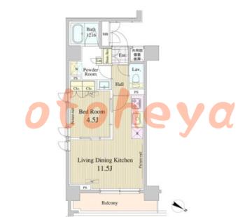 楽器ピアノ可相談 の 賃貸物件 1LDK 16万円の図面１
