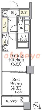 楽器ピアノ可相談 の 賃貸物件 1DK 10.4万円の図面１