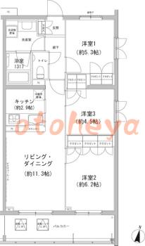 楽器ピアノ可相談 の 賃貸物件 3LDK 22.7万円の図面１