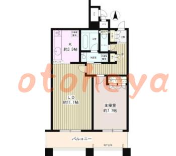 楽器ピアノ可相談 の 賃貸物件 1LDK 17.87万円の図面１