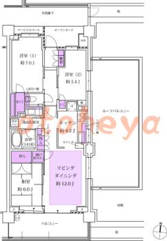 楽器ピアノ可相談 の 賃貸物件 3LDK 28万円の図面１