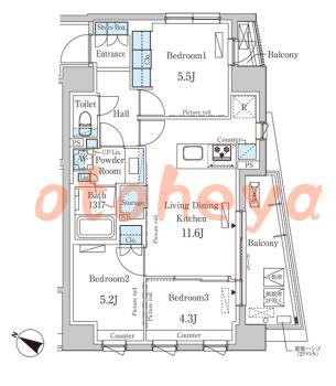 楽器ピアノ可相談 の 賃貸物件 3LDK 29万円の図面１
