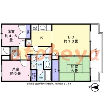 楽器ピアノ可相談 の 賃貸物件 3LDK 14.2万円の図面１