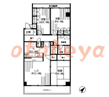 楽器ピアノ可相談 の 賃貸物件 3LDK 14.6万円の図面１