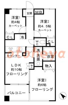楽器ピアノ可相談 の 賃貸物件 3LDK 14万円の図面１