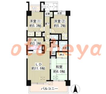 楽器ピアノ可相談 の 賃貸物件 3LDK 18万円の図面１
