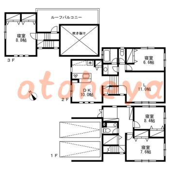楽器ピアノ可相談 の 賃貸物件 4LDK 35万円の図面１