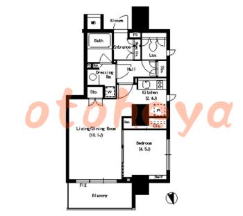 楽器ピアノ可相談 の 賃貸物件 1LDK 19.8万円の図面１