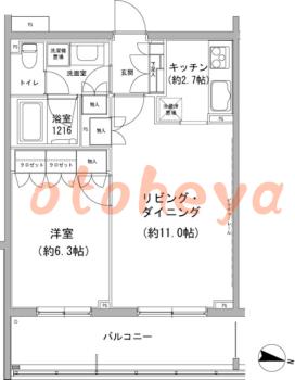 楽器ピアノ可相談 の 賃貸物件 1LDK 16.4万円の図面１