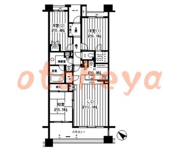 楽器ピアノ可相談 の 賃貸物件 3LDK 19.9万円の図面１