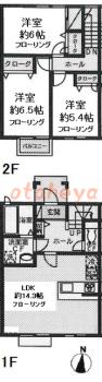 楽器ピアノ可相談 の 賃貸物件 3LDK 10.3万円の図面１