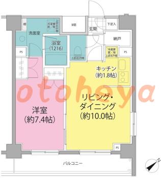 楽器ピアノ可相談 の 賃貸物件 1LDK 14.7万円の図面１