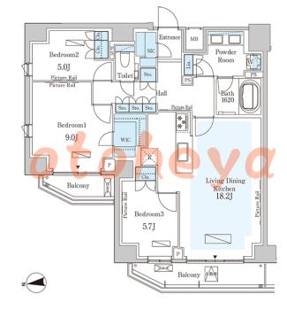 楽器ピアノ可相談 の 賃貸物件 3LDK 51.2万円の図面１