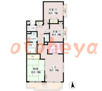 楽器ピアノ可相談 の 賃貸物件 3LDK 12万円の図面１