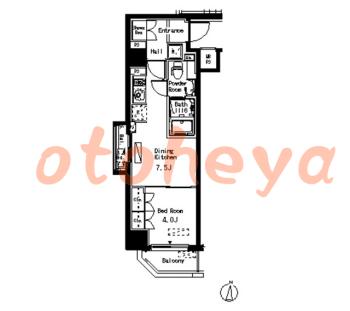 楽器ピアノ可相談 の 賃貸物件 1DK 12.1万円の図面１