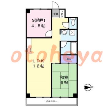 楽器ピアノ可相談 の 賃貸物件 1SLDK 7.5万円の図面１
