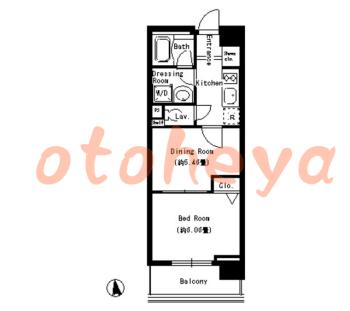 楽器ピアノ可相談 の 賃貸物件 1DK 14.4万円の図面１