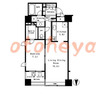 楽器ピアノ可相談 の 賃貸物件 1LDK 25.8万円の図面１