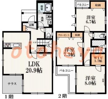 楽器ピアノ可相談 の 賃貸物件 3LDK 30万円の図面１
