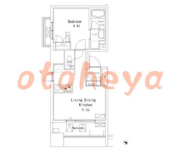 楽器ピアノ可相談 の 賃貸物件 1LDK 17.4万円の図面１