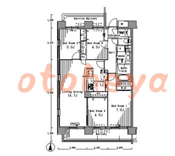 楽器ピアノ可相談 の 賃貸物件 3SLDK 25.8万円の図面１